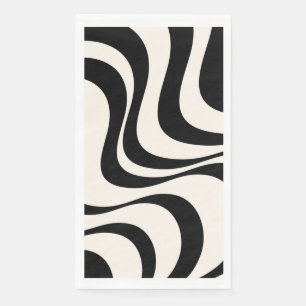 Serviette En Papier Noir et pastel moderne ondes rétro design