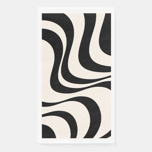 Serviette En Papier Noir et pastel moderne ondes rétro design (Devant)