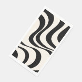 Serviette En Papier Noir et pastel moderne ondes rétro design (Coin)