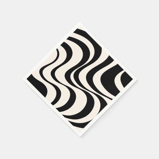 Serviette En Papier Noir et pastel moderne ondes rétro design (Coin)