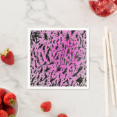 Serviette En Papier Noir et rose du néon funky (En situation)