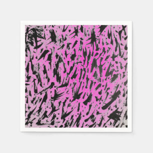 Serviette En Papier Noir et rose du néon funky