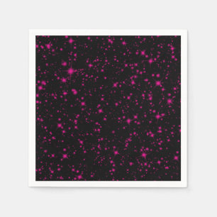 Serviette En Papier Noir et rose vif pailleté scintillant étoiles pail