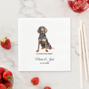 Serviette En Papier Noir et Tan Coonhound Pet Cocktail Mariage