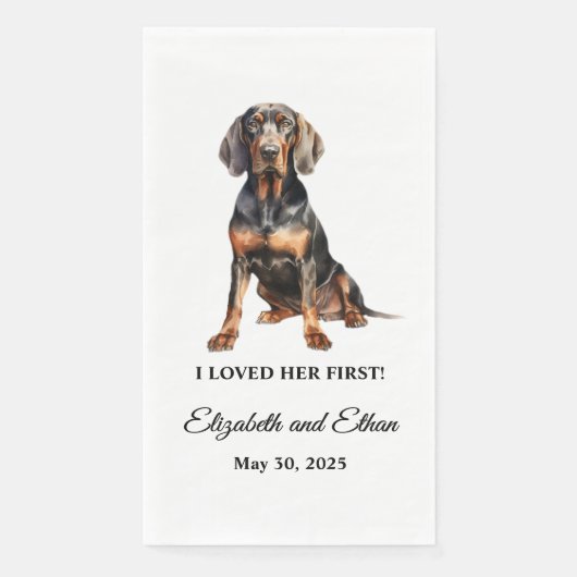 Serviette En Papier Noir et Tan Coonhound Pet Cocktail Mariage (Devant)