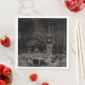 Serviette En Papier Noir et Taupe en survol Skyline Venise Italie (En situation)