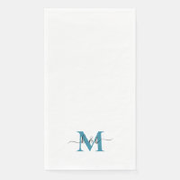 Noir et Turquoise Monogramme Lavage Script Blanc