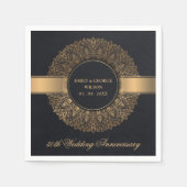 SERVIETTE EN PAPIER NOIR FAUX OR MANDALA TOUTE ANNÉE 50E ANNIVERSAIRE (Devant)