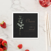 Serviette En Papier Noir Formal Minimal Eucalyptus Mariage (En situation)