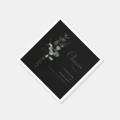 Serviette En Papier Noir Formal Minimal Eucalyptus Mariage (Coin)