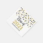 Serviette En Papier Noir Gold Confetti Classe de 2021 Graduation (Coin)