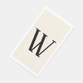 Serviette En Papier Noir grand moderne personnalisé initial | Lin (Coin)