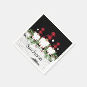 Serviette En Papier Noir Joyeux Noël Rouge Buffalo Plaid Gnome (Coin)