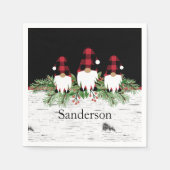 Serviette En Papier Noir Joyeux Noël Rouge Buffalo Plaid Gnome (Devant)