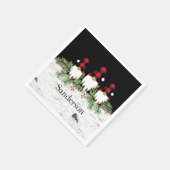 Serviette En Papier Noir Joyeux Noël Rouge Buffalo Plaid Gnome (Coin)