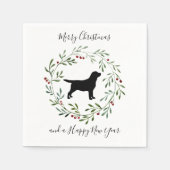 Serviette En Papier Noir Labrador Joyeux Noël - Labrador Retriever (Devant)