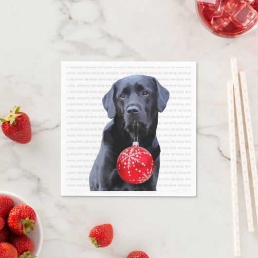 Serviette En Papier Noir Labrador Noël - Chien mignon chiot (En situation)