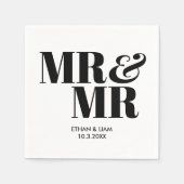 Serviette En Papier Noir M & M. Groom Mariage personnalisé serviettes (Devant)