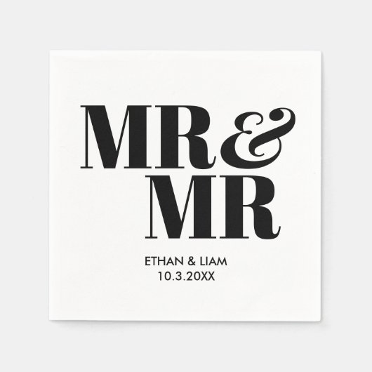 Serviette En Papier Noir M & M. Groom Mariage personnalisé serviettes (Devant)