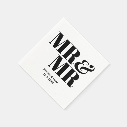 Serviette En Papier Noir M & M. Groom Mariage personnalisé serviettes (Coin)