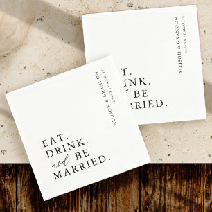Serviette En Papier Noir Manger Boire et être marié Dîner de répétitio