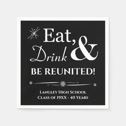 Serviette En Papier Noir Manger Boire & Être Reunifié Classe Réunion (Devant)