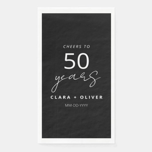 Serviette En Papier Noir minimum 50 ans mariage anniversaire (Devant)