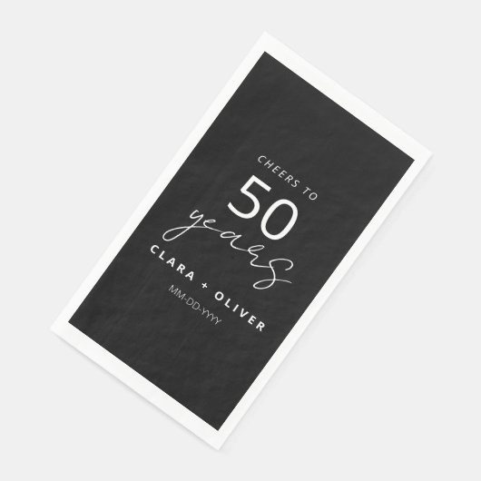 Serviette En Papier Noir minimum 50 ans mariage anniversaire (Coin)