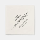 Serviette En Papier Noir moderne 30e anniversaire Mariage de la fête N (Devant)