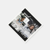 Serviette En Papier Noir moderne Alors & Maintenant Deux Soirée de Gra (Coin)