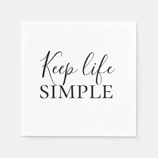 Serviette En Papier Noir moderne Conserver la vie Simple Citation (Devant)