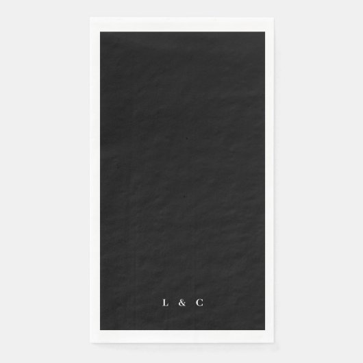 Serviette En Papier Noir moderne Premium Onyx simple Mariage (Devant)