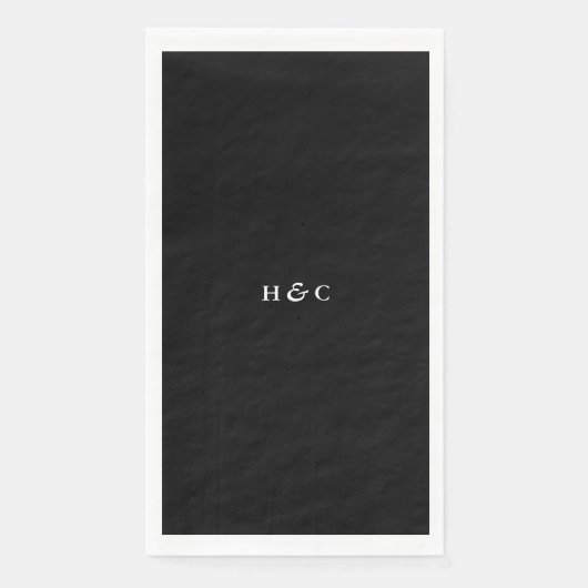 Serviette En Papier Noir moderne Premium Onyx simple Mariage (Devant)