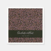 Serviette En Papier Noir moderne rose Abstrait pointillé Mariage perso (Devant)