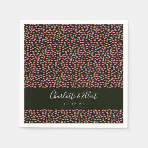 Serviette En Papier Noir moderne rose Abstrait pointillé Mariage perso