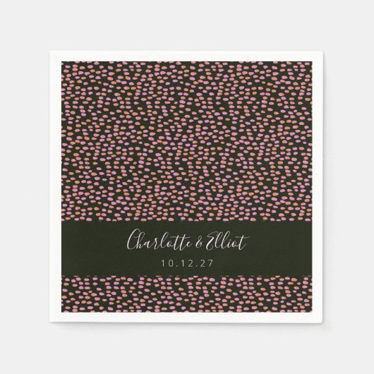 Serviette En Papier Noir moderne rose Abstrait pointillé Mariage perso (Devant)