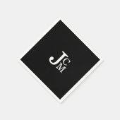 Serviette En Papier Noir Monogram Mariage Cocktail  Napkins (Coin)