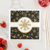 Serviette En Papier Noir| Noël de Noël de Snowflakes Gold (En situation)