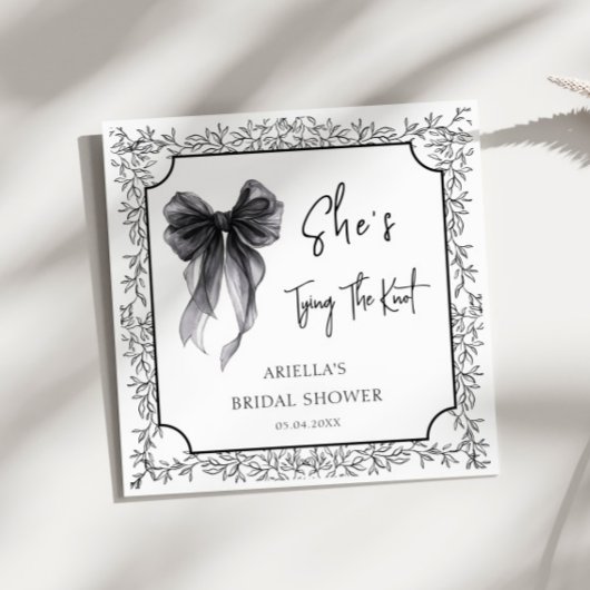 Serviette En Papier Noir Nœud Elle Se Marie Shower de Mariée