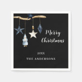 Serviette En Papier Noir nordic stars fête de Noël (Devant)