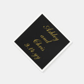 Serviette En Papier Noir & Or Accueil Mariage Personnalisé Favoriser (Coin)