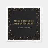 Serviette En Papier Noir & Or | Anniversaire Mariage classique élégant (Devant)