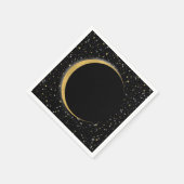 Serviette En Papier Noir & Or Céleste Lune Étoiles Magie Lunaire (Coin)