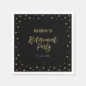 Serviette En Papier Noir & Or | Chic Confetti Retraite Party (Devant)