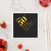 Serviette En Papier Noir & Or Elegant Classic Adulte Anniversaire (En situation)