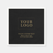 Serviette En Papier Noir & Or | Promotion du logo d'entreprise personn (Devant)