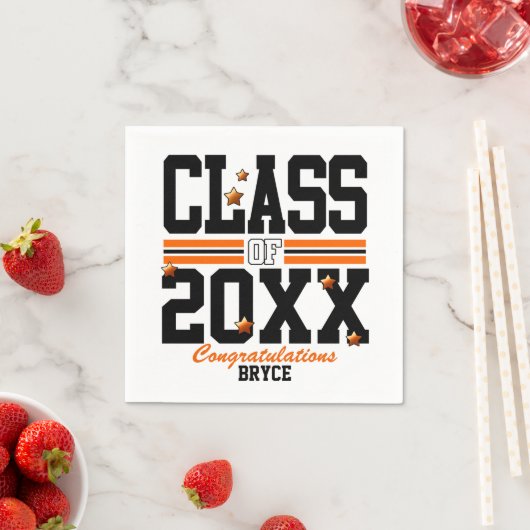 Serviette En Papier Noir|Orange Graduated Class Year (En situation)
