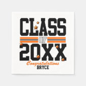 Serviette En Papier Noir|Orange Graduated Class Year (Devant)