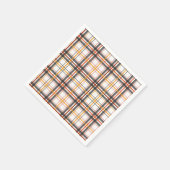 Serviette En Papier Noir rétro, Brown & Plaid orange (Coin)
