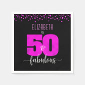 Serviette En Papier Noir rose chaud cinquante fabuleux anniversaire au (Devant)